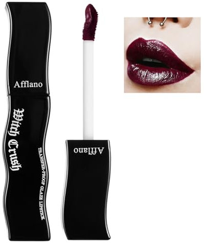 DE'LANCI Burgunderrot Gothic Lippen Gloss-Dunkelrot,Wasserfest & Nicht Klebrig,Feuchtigkeitsspendender,Hochpigmentierter Veganer Lippen Gloss für Auffälliges Cosplay,Vampir & Halloween Make-up #01