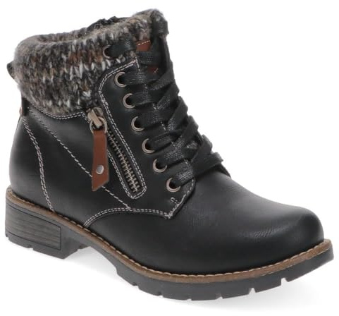 Pavers Knitted Cuff Ankle Boots - Black Size 6