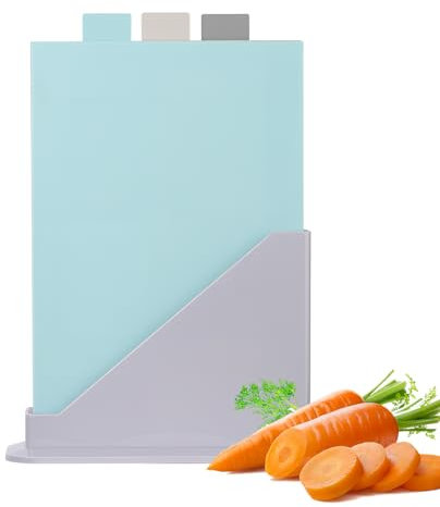 KYSUN 3 Pezzi Plastica Taglieri con Supporto, Set Taglieri Cucina con Piedini Antiscivolo, Set di Tagliere Professionale con Supporto, Taglieri Plastica, Tagliere Cucina per Carne Verdure Frutta
