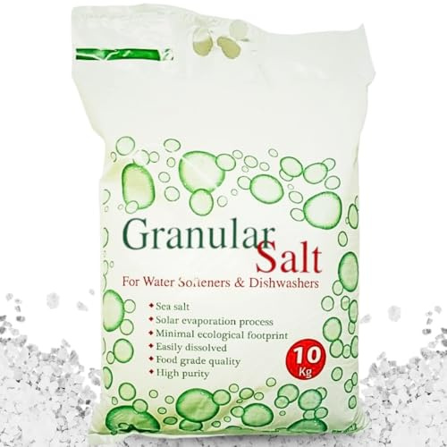 Premium Granular Dishwasher Salt– 10kg (1 Bag), Ideal for Water Softening, Dishwasher & Laundry Machines, De-Icing, Bathing, Pure & Natural, Multi-Purpose for Household & Industrial Use