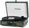 Vinyl Record Player 3-Speed Bluetooth Portable Suitcase Belt-Driven Record Player with 2 Built-in Stereo Speakers Vinyl Vintage Turntable Phonograph Records Player with RCA Line Out AUX Out Dark green