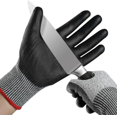 Mustbau gants de protection anti-coupures niveau 3 pour cuisine, jardin et chantier (3, L)