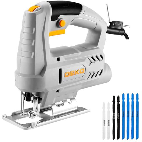 Sierra de calar: DEKOPRO 400W Caladoras Para Madera 0-3000 SPM Velocidad variable ±45° Hoja de inglete,Sierra de calar para cortar metal, madera y plásticos