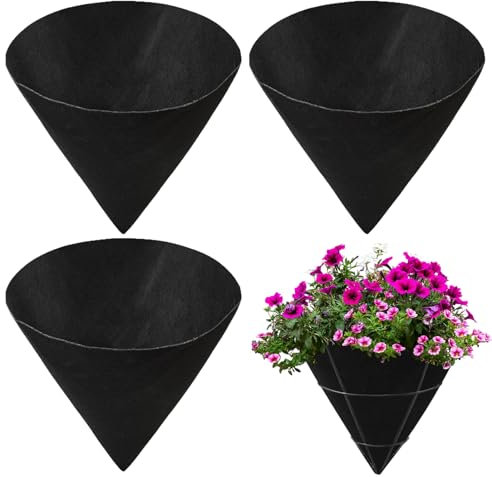 Poupangke Pflanzkorb Einsätze - Faserstoff-Einsätze Für Pflanzkörbe Als Ersatzeinlagen - Kegelförmige Anbaumatte Pflanzzubehör Für Fensterbank, Zaun & Gemüsebeete