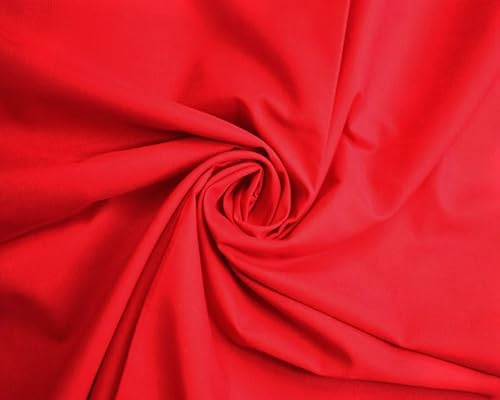 Needleberry Polycotton Fabric - Metre x 112cm - 80% Polyester 20% Cotton - Lightweight Durable Material for Sewing, Crafts & Dressmaking (Red, 5 Meters)