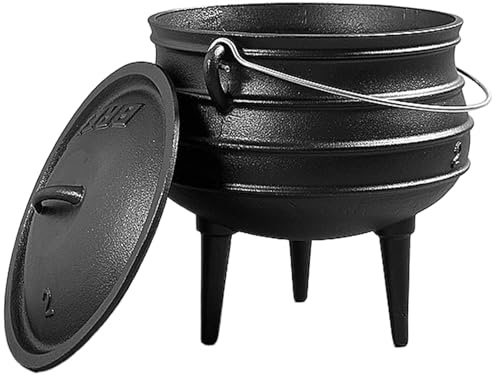 Caldero de hierro fundido|Caldero de brujas de 0, 8 l con tapa y asa Olla de hierro fundido con 3 patas largas para chimenea Cocinar carbón Decoraciones de Halloween Estilo 1