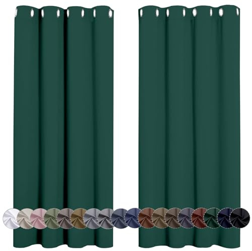 LONGCAO Cortinas Termicas Aislantes 150 x 70 cm Cortinas Termicas Aislantes Frio y Calor, Acusticas, Cortina Separador de Ambientes Cortina Dormitorio Sala para Salon Dormitorio, Verde Oscuro