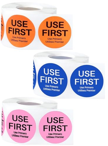 SUPVOX 3 Rollos De Pegatinas Redondas De Uso Primero Para Control De Inventario En Restaurante Etiquetas Adhesivas Impermeables En Colores Surtidos Stickers Para Alimentos Y Cocina
