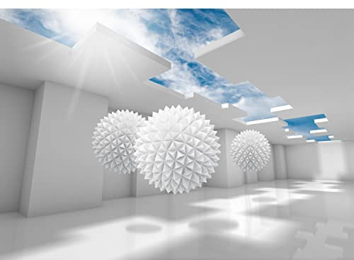 Runa Art Papel tapiz fotográfico Resumen 3D 352 x 250 cm Lana Fondo De Pantalla XXL Moderna Decoración De Pared Sala Cuarto Oficina Salón blanco azul 9182011a