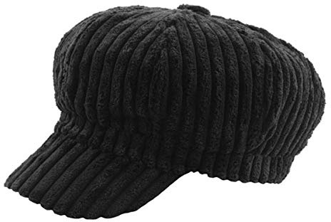 CHENNUO Gorra con visera para mujer, de invierno, de globo, gorra de beret, Negro , 56-58