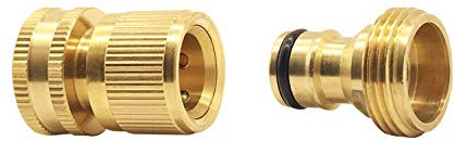 Hydrogarden Connettore in Ottone Rapidi 1 Set (2 PZ) Adattatore Rubinetto Cucina Giardino, 3/4 Tubo Attacco, Connettore Rapido per Tubo Flessibile da Giardino per Irrigazione