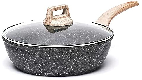 CAROTE Poele Induction, Sauteuse 28cm avec Couvercle, Revêtement Antiadhésif Pour Tous Feux Dont Induction, Sans PFOA, Wok Pour La Cuisine Quotidienne