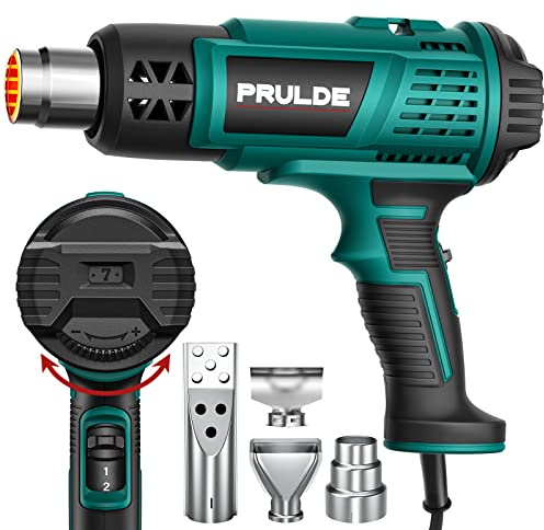 PRULDE Heat Gun - Variable Temperature Settings, Hot Air Gun with 6.56Ft UL Cord for Vinyl Wrap, Crafts, Shrink Tubing/Wrapping, Wire Connectors, Paint Removal HG0240-US