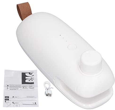 Uadme Mini Folienschweißgerät, 2 in 1 Bag Sealer, Hand-Folienschweißgerät, Handlicher Tüten Verschweißer für Plastiktüten Beutel Spänesäcke Lebensmittellagerung(Weiß)