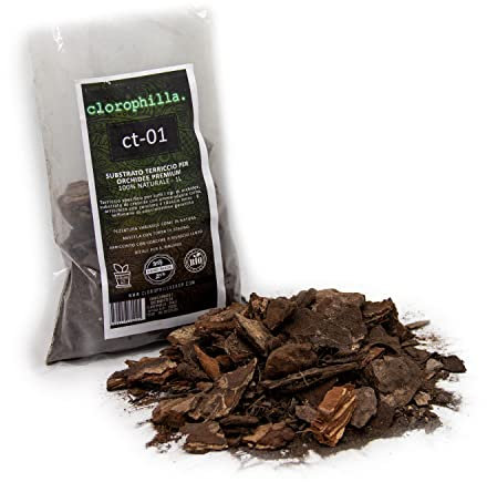 Clorophilla Terriccio per orchidee - terriccio naturale con cortecce per orchidea, ideale per giardinaggio, drenaggio del terreno, ottima ventilazione, trattiene umidità 1 Litro