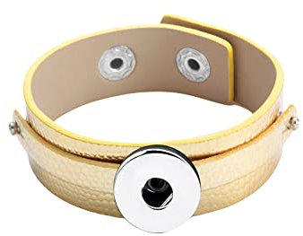 ANDANTE Leder Armband für Chunks Click-Buttons mit Druckknopf-Verschluss (18-22 cm) - Gold