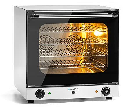 Forgast Forno a Convezione Da Tavolo, Forno ad Aria Calda, 4 Teglie e Maniglia, Vapore, Potenza 2600W, Fino a 300 ºC, Dimensioni 59,5x60x58 cm