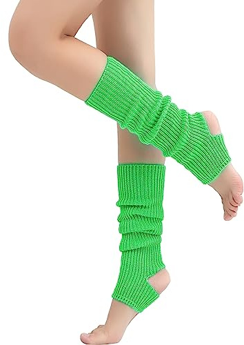 Nanxson Donna Ragazza Maglia Scaldamuscoli Extra Morbido A Nastro Neon Scaldamuscoli Per Festa Danza Yoga Sport(Verde)