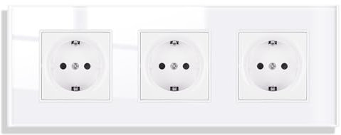 JIMEIDA Steckdose Glas Unterputz 3 Fach Weiß, 16Amp Schutzkontakt Wandsteckdose Gehärteter Glasscheibe Steckdose 228mm*86mm,250V