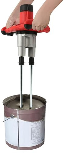 Agitador doble de 2800 W, 6 velocidades, 220 V-50 Hz, 0-690 rpm, mezclador de hormigón para pintura al óleo, cemento, tinta de impresión, mortero (rojo)