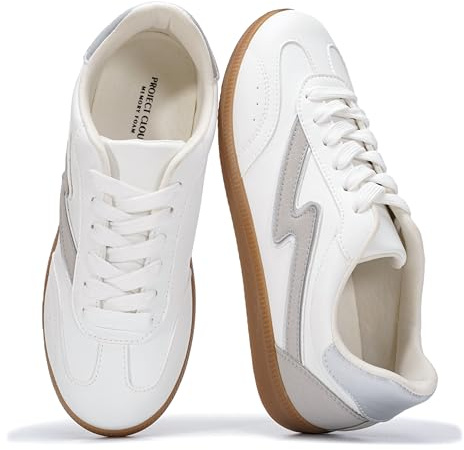 Project Cloud Fashion Sneakers for Women 2026 - Lace-Up Shoes Trendy Women Sneakers with Memory Foam Insole Women's Fashion Sneakers Non-Slip Womens Shoes (Irita, White, 5.5)