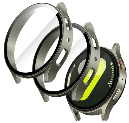 JETech Fodral med Skärmskydd för Samsung Galaxy Watch 7 44mm, Grön | Inbyggt Härdat Glas, Hög Pekskärmskänslighet, Fullt Skydd, Hård PC Design