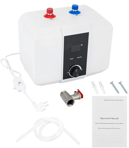 Calentador de agua eléctrico de 6 l, mini calentador de agua eléctrico con pantalla digital sin depósito, calentador de agua para baño, cocina, mini calentador de agua instantáneo, 1500 W