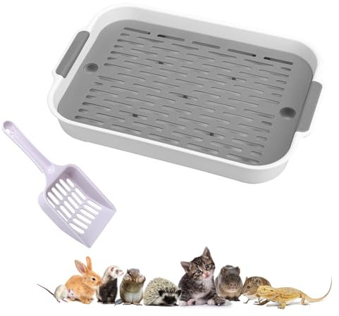 Kaninchen Toilette mit Schaufel, Katzenklo Klein, Hasentoilette, Kaninchentoilette, Kaninchenklo, Kunststoff Gitterrost Kleintier Katzentoilette, Hamster Toilette Meerschweinchen Toilette