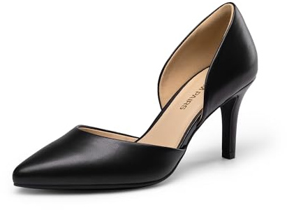 DREAM PAIRS Escarpins Femme Pointu Talon,Size 39,Noir-PU