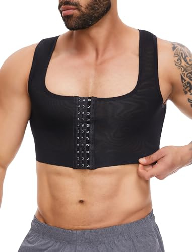 MISS MOLY Shapewear - Corsé de compresión para hombre, sin mangas, cintura elástica, moldeador de cuerpo, chaleco moldeador, Negro , L