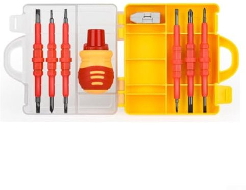 Ensemble de tournevis à cliquet isolés avec un embout cruciforme pour électricien, 14 pièces en acier au chrome vanadium
