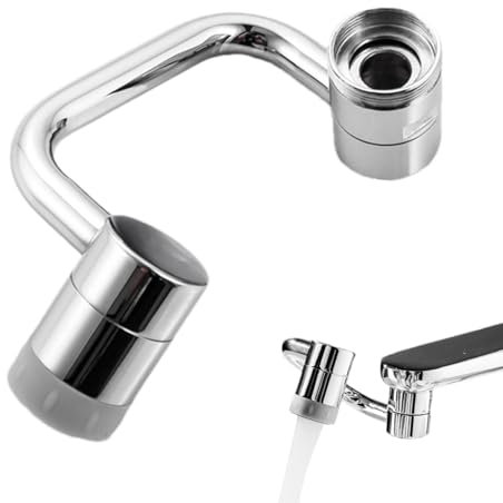 Adaptador de grifo del brazo robótico-Bubbler giratorio de 2 modos 1080 ° | Accesorio de rociador del fregadero mejorado para lavandería, extensor de toque a prueba de salpicaduras y ajustable para un