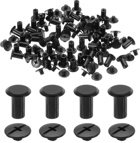 QUARKZMAN 50 set M5 x 9 mm Chicago Screw metall Phillips huvud bindningsskruvar stolpar nagel nitbultar för gör-det-själv läder bälte väska hantverk bokbindning, svart