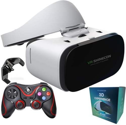 EMEIHST VR-headset för telefon med kontroll, glasögon för virtuell verklighet, stereohörlurar, 3D-glasögon, VR-glasögon för TV, filmer, TV-spel (V8)