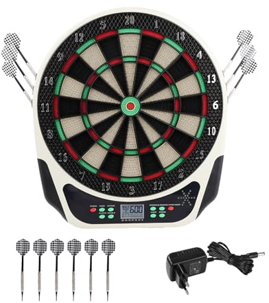 Spel darttavla, professionell elektronisk darttavla digital vägg-darttavla med 12 dart och 36 dartspetsar för 1 till 8 spelare