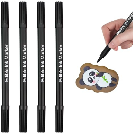 4 PCS Edible Pens for Cake Decorating, Thick Black Marker Pen for Writing on Cakes, Cupcakes, Cookies, And Fondant, Ideal for Home Bakers and Cake Decorators