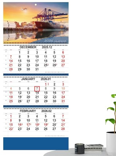 3 Month Wall Calendar 2026, Vertical Tri Fold Wall Planner, 33x22 Cm Paper Vertical Calendar, Appointments Organization Holidays Date Tracking Calendars For Apartment School Hotel Dormitory