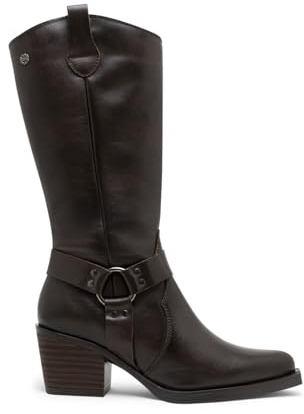 Porronet Botas Cowboy De Piel Moka Con Cremallera Fiona