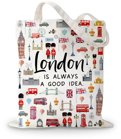 VOYANTE Bolsa de tela estampada de Londres, bolsa de lona impresa por doble cara, bolsa de regalo de Londres, bolsa de la compra de recuerdos de Londres, bolsa de la compra para mujeres y hombres, 40