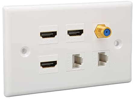 Taidda HD-multimediagränssnitt 6-portars Väggplåtspanel För Home, Plug and Play CAT6 F Head TV Wall Front För HDTV Streaming Videospelare