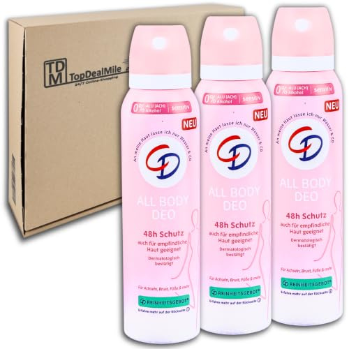TopDealMile-förvaringspaket för CD-deodorantspray ALL BODY DEO deodorant 3 x 150 ml