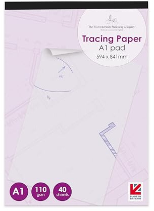 Professional Range A1 Tracing Paper Pad, 40 Sheets, 110gsm, 594 x 841mm