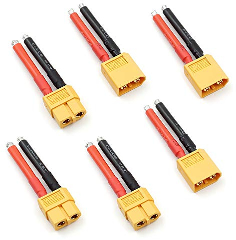 3 par XT60 plugg hona och hane kontakt med 12 AWG silikontråd för RC Lipo batterikabel drönare