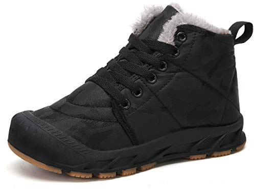 FANSITE Boys Snow Boots Winter Waterproof Slip Resistant Cold Weather Shoes（Little Kid/Big Kid black37
