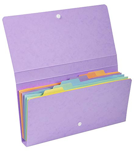 Exacompta 58660E Premium Fächermappe Aquarel aus extra starkem Colorspan-Karton für 26 x 13 cm 12 Fächer Gummizugverschluss perfekt zur Aufbewahrung Ihrer Dokumente Ordnungsmappe 1 Stück Zufallsfarbe