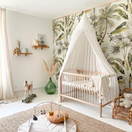 Mokee Mini Cot Bed Space Saving Cot - Wooden Crib with Adjustable Height - Converts to Toddler Bed - Scandinavian Design (White Beech)