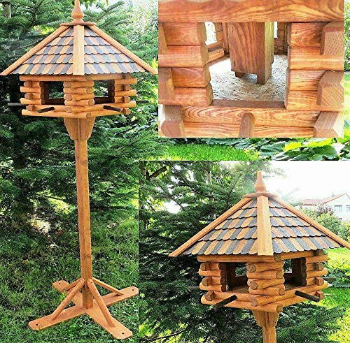 XXXL Luxus Holz Vogelhaus mit Ständer 170cm hoch 65x55cm Vogelfutterhaus Vogel Futterhaus Vorratsfütterung Vogelvilla Modell 2026