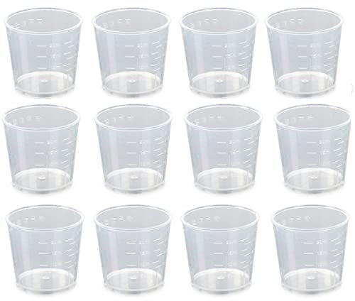Lot de 50 tasses à mélanger en plastique transparent et réutilisable pour mélanger la résine, la peinture, les taches et l'époxy, 20 ml