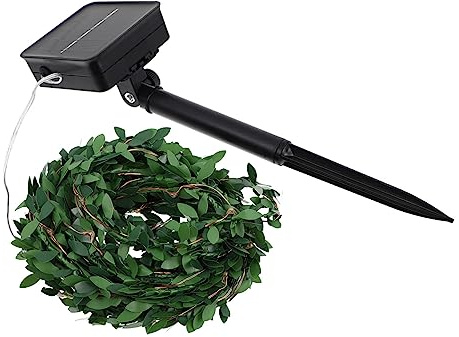 LIFKOME Guirnalda de Luces LED Solares 5 M 50 Luces Hojas Verdes Simuladas para Decoración de Exteriores Fiestas Bodas Celebraciones y Navidad