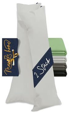 Marie´s Home 2 Stück Kissenbezug Velvety Soft für Seitenschläferkissen 1615.2355, ca. 40 x 145 cm, Silber